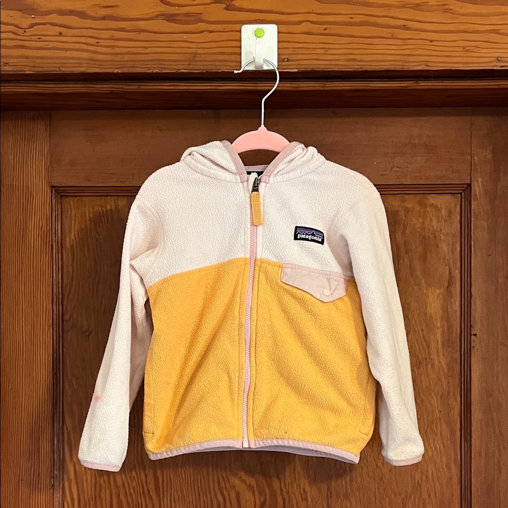 Patagonia Toddler Hoodie in Yellow and Pink EUC